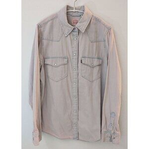 Levi's - Light Gray / Pink Shade Western Shirt, 100% Cotton, Size S